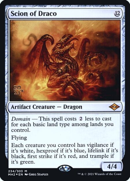 Scion of Draco - Domain — This spell costs {2} less to cast for each basic land type among lands you control.