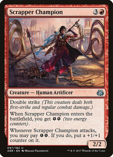 Scrapper Champion - Double strike (This creature deals both first-strike and regular combat damage.)