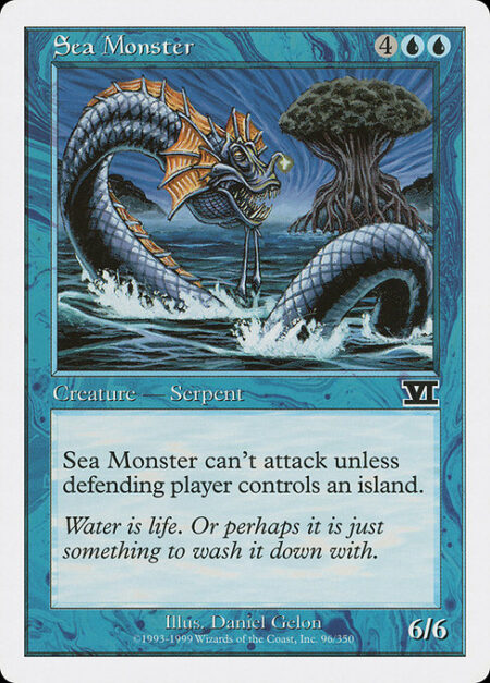 Sea Monster - Sea Monster can't attack unless defending player controls an Island.