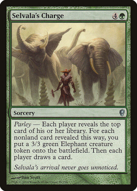 Selvala's Charge - Parley — Each player reveals the top card of their library. For each nonland card revealed this way