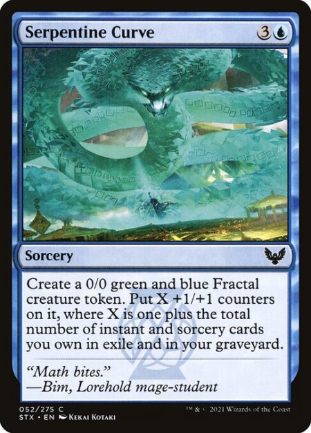 Serpentine Curve - Create a 0/0 green and blue Fractal creature token. Put X +1/+1 counters on it