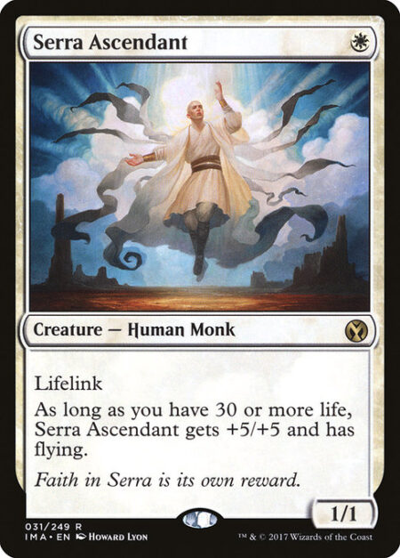 Serra Ascendant - Lifelink (Damage dealt by this creature also causes you to gain that much life.)