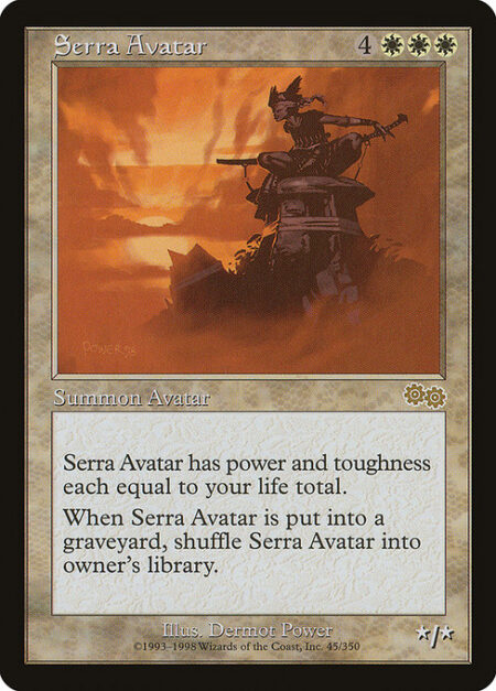 Serra Avatar - Serra Avatar's power and toughness are each equal to your life total.