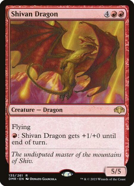 Shivan Dragon - Flying (This creature can't be blocked except by creatures with flying or reach.)