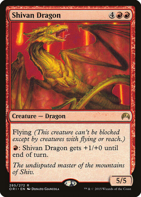 Shivan Dragon - Flying (This creature can't be blocked except by creatures with flying or reach.)