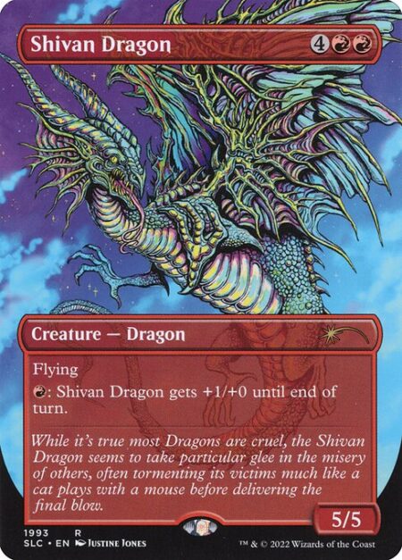 Shivan Dragon - Flying (This creature can't be blocked except by creatures with flying or reach.)