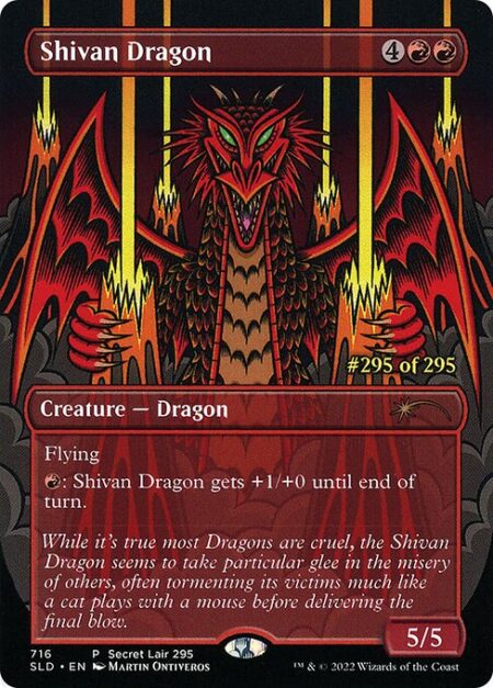 Shivan Dragon - Flying (This creature can't be blocked except by creatures with flying or reach.)
