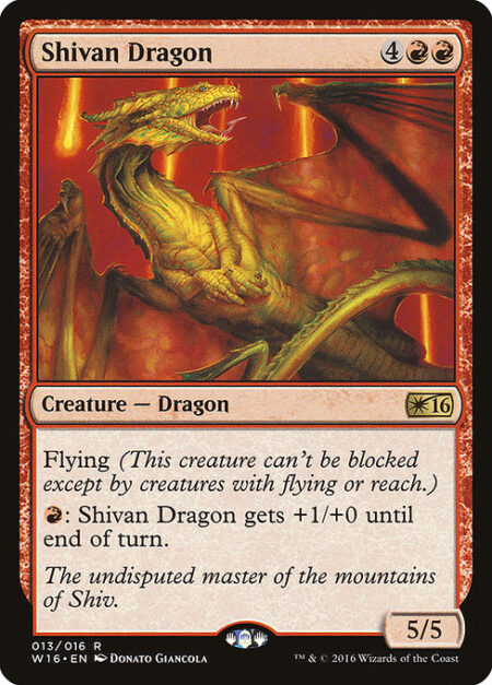 Shivan Dragon - Flying (This creature can't be blocked except by creatures with flying or reach.)