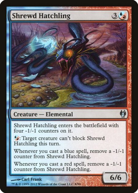 Shrewd Hatchling - Shrewd Hatchling enters with four -1/-1 counters on it.