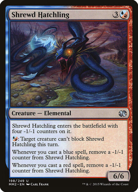 Shrewd Hatchling - Shrewd Hatchling enters the battlefield with four -1/-1 counters on it.