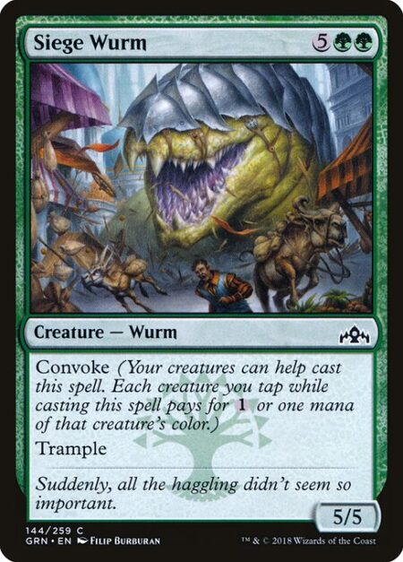 Siege Wurm - Convoke (Your creatures can help cast this spell. Each creature you tap while casting this spell pays for {1} or one mana of that creature's color.)