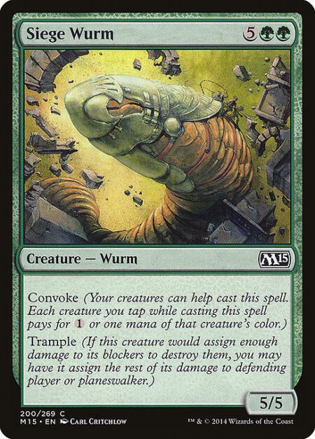 Siege Wurm - Convoke (Your creatures can help cast this spell. Each creature you tap while casting this spell pays for {1} or one mana of that creature's color.)