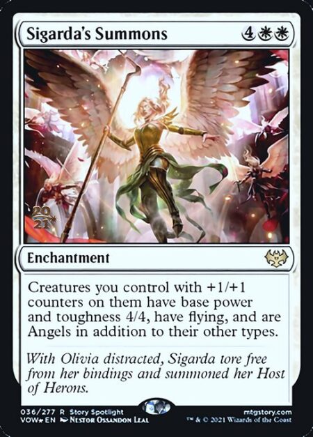 Sigarda's Summons - Creatures you control with +1/+1 counters on them have base power and toughness 4/4