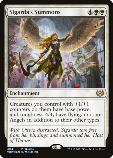 Sigarda's Summons - Creatures you control with +1/+1 counters on them have base power and toughness 4/4