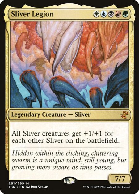 Sliver Legion - All Sliver creatures get +1/+1 for each other Sliver on the battlefield.