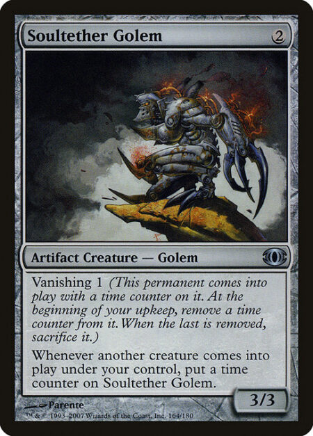 Soultether Golem - Vanishing 1 (This creature enters the battlefield with a time counter on it. At the beginning of your upkeep