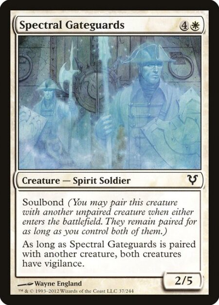 Spectral Gateguards - Soulbond (You may pair this creature with another unpaired creature when either enters the battlefield. They remain paired for as long as you control both of them.)