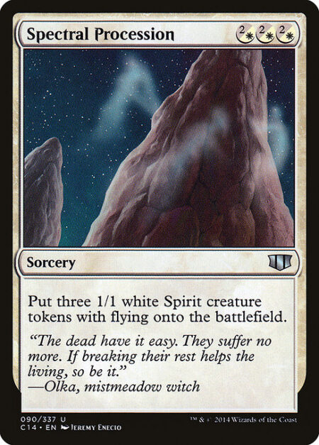 Spectral Procession - Create three 1/1 white Spirit creature tokens with flying.