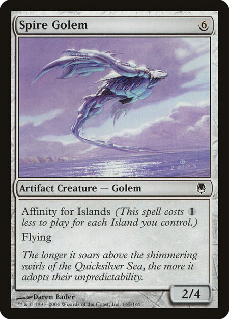 Spire Golem - Affinity for Islands (This spell costs {1} less to cast for each Island you control.)