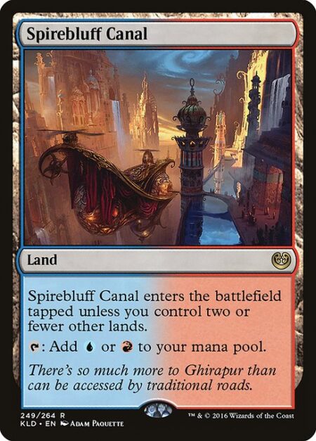 Spirebluff Canal - Spirebluff Canal enters tapped unless you control two or fewer other lands.