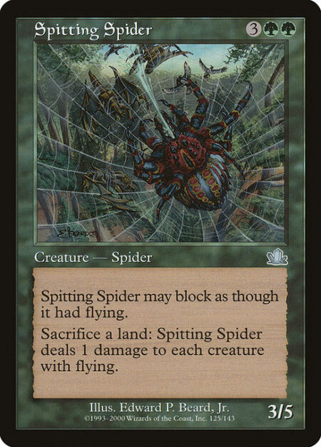 Spitting Spider - Reach (This creature can block creatures with flying.)