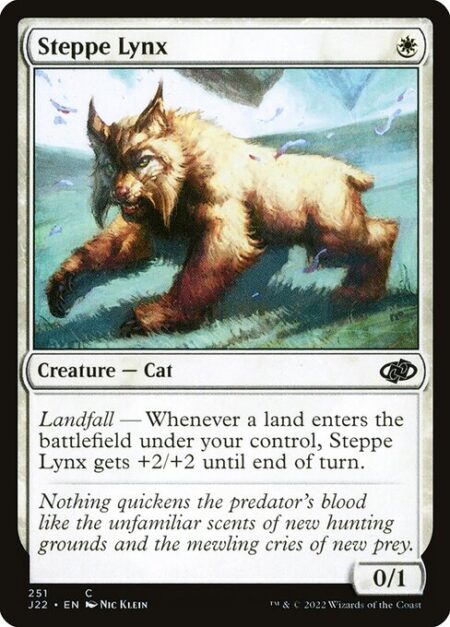 Steppe Lynx - Landfall — Whenever a land enters the battlefield under your control