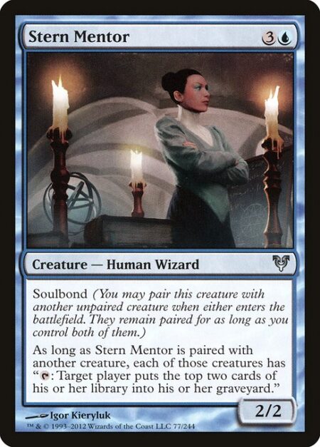 Stern Mentor - Soulbond (You may pair this creature with another unpaired creature when either enters. They remain paired for as long as you control both of them.)