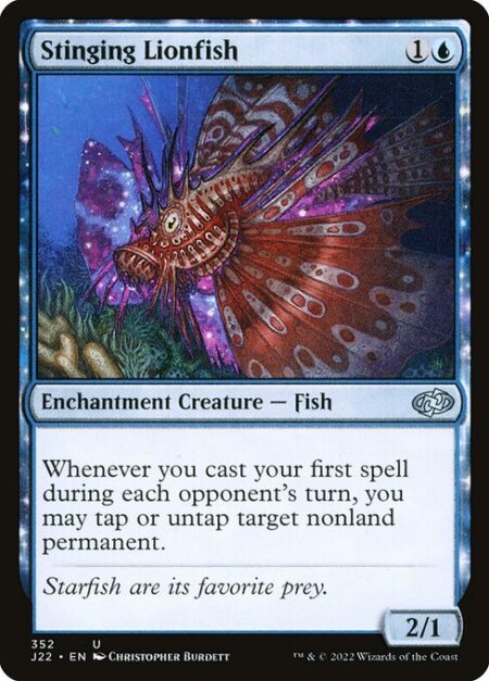 Stinging Lionfish - Whenever you cast your first spell during each opponent's turn