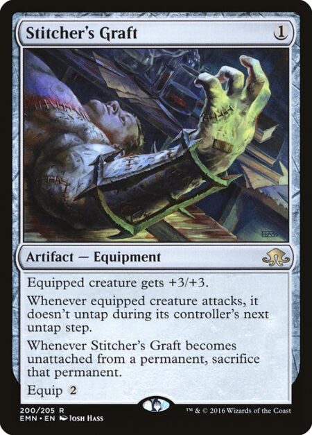 Stitcher's Graft - Equipped creature gets +3/+3.