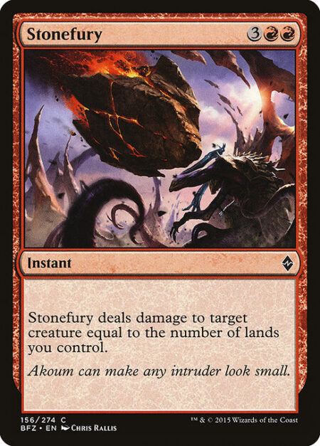 Stonefury - Stonefury deals damage to target creature equal to the number of lands you control.