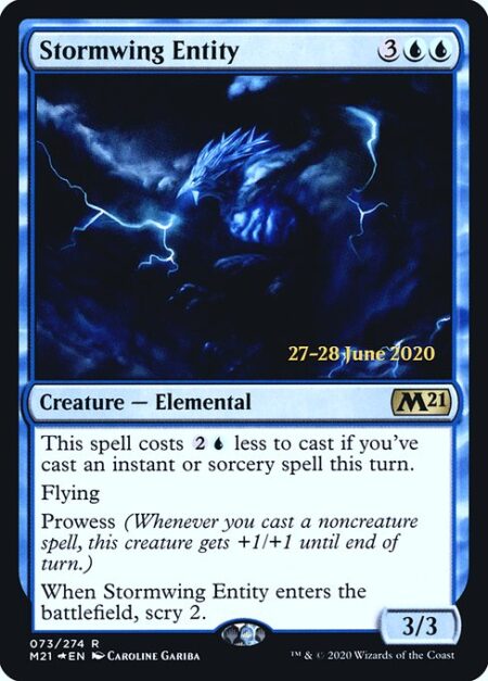 Stormwing Entity - This spell costs {2}{U} less to cast if you've cast an instant or sorcery spell this turn.
