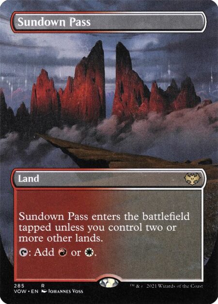 Sundown Pass - Sundown Pass enters tapped unless you control two or more other lands.