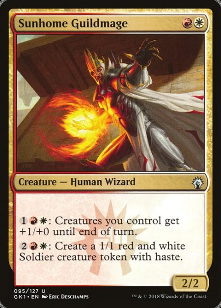 Sunhome Guildmage - {1}{R}{W}: Creatures you control get +1/+0 until end of turn.