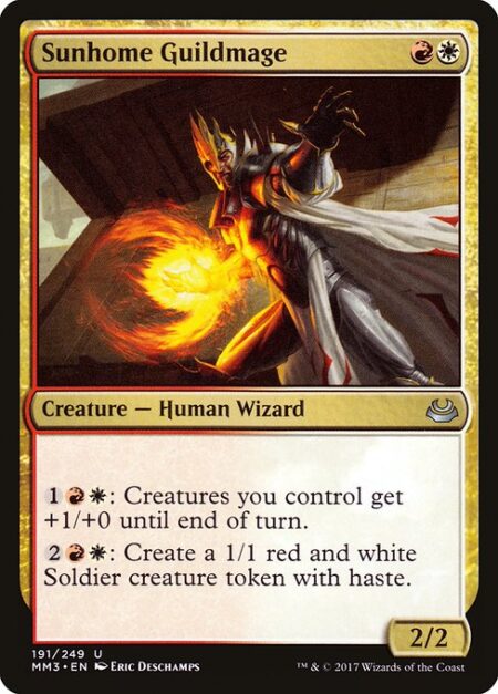 Sunhome Guildmage - {1}{R}{W}: Creatures you control get +1/+0 until end of turn.
