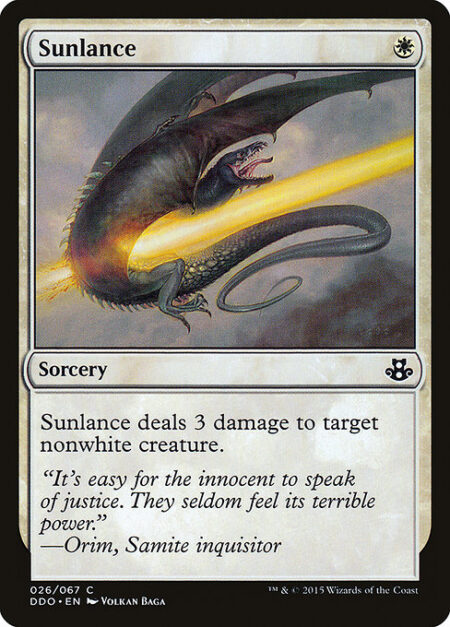 Sunlance - Sunlance deals 3 damage to target nonwhite creature.