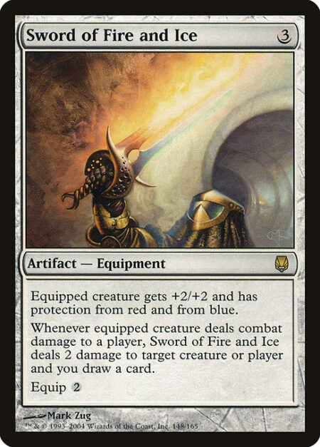 Sword of Fire and Ice - Equipped creature gets +2/+2 and has protection from red and from blue.