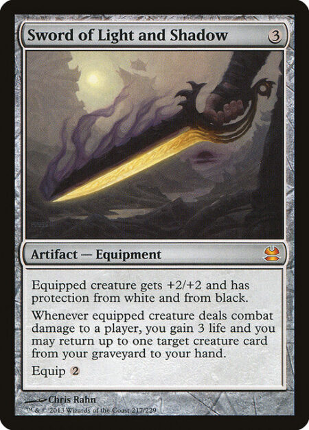 Sword of Light and Shadow - Equipped creature gets +2/+2 and has protection from white and from black.