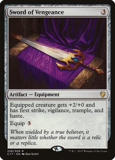 Sword of Vengeance - Equipped creature gets +2/+0 and has first strike