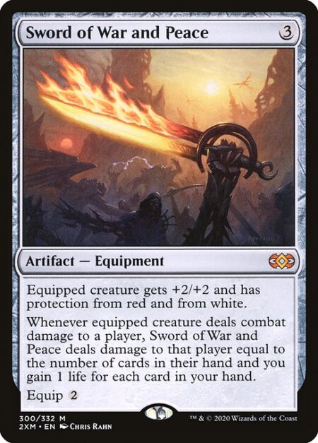 Sword of War and Peace - Equipped creature gets +2/+2 and has protection from red and from white.