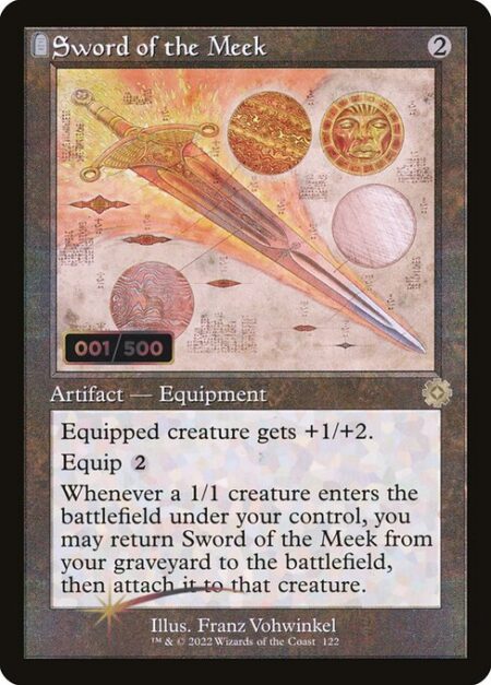 Sword of the Meek - Equipped creature gets +1/+2.