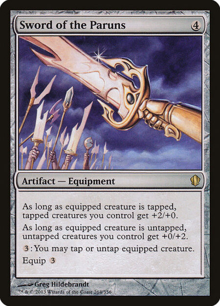 Sword of the Paruns - As long as equipped creature is tapped