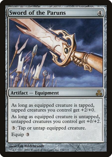 Sword of the Paruns - As long as equipped creature is tapped