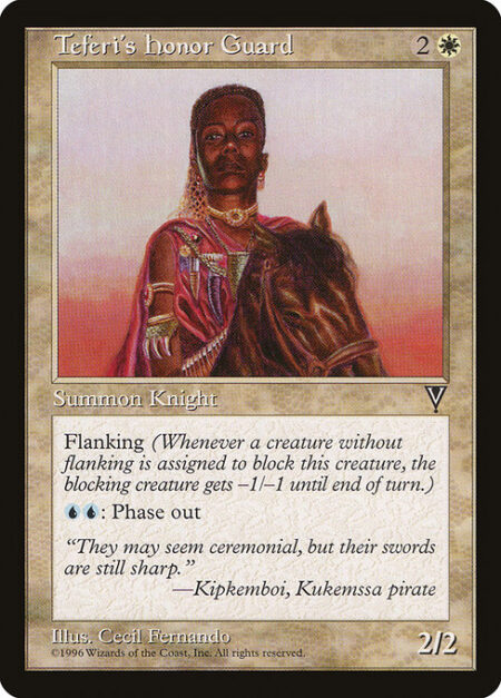 Teferi's Honor Guard - Flanking (Whenever a creature without flanking blocks this creature