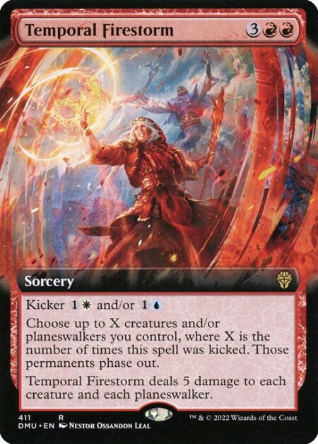 Temporal Firestorm - Kicker {1}{W} and/or {1}{U} (You may pay an additional {1}{W} and/or {1}{U} as you cast this spell.)