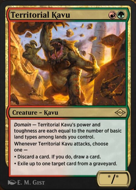 Territorial Kavu - Domain — Territorial Kavu's power and toughness are each equal to the number of basic land types among lands you control.