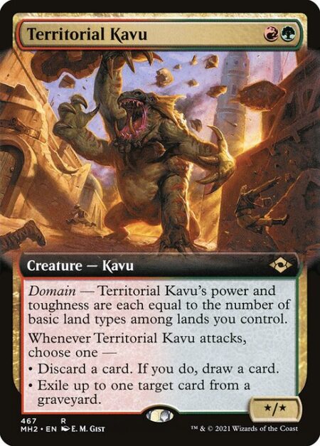 Territorial Kavu - Domain — Territorial Kavu's power and toughness are each equal to the number of basic land types among lands you control.