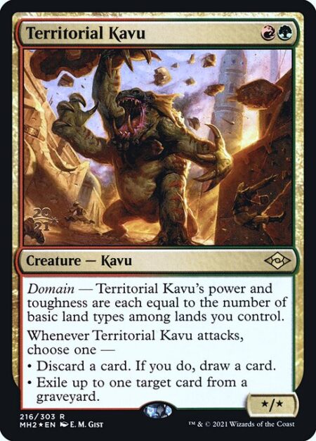 Territorial Kavu - Domain — Territorial Kavu's power and toughness are each equal to the number of basic land types among lands you control.