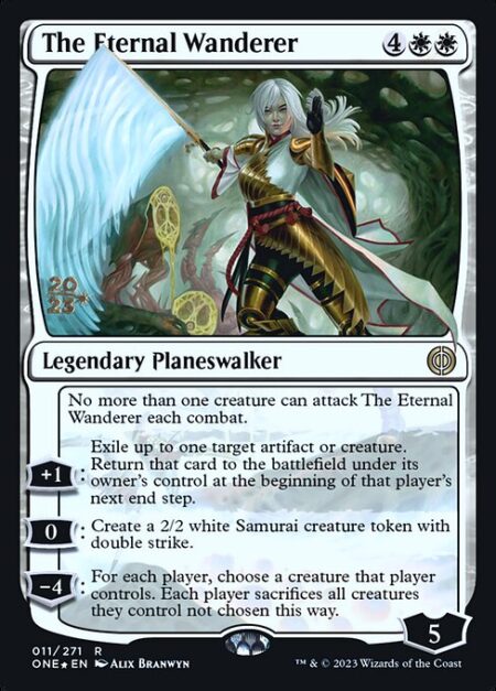 The Eternal Wanderer - No more than one creature can attack The Eternal Wanderer each combat.
