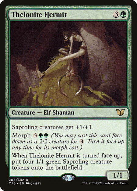 Thelonite Hermit - All Saprolings get +1/+1.