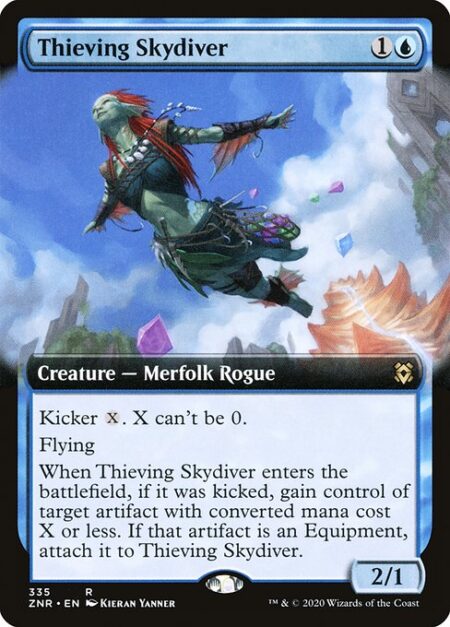 Thieving Skydiver - Kicker {X}. X can't be 0. (You may pay an additional {X} as you cast this spell.)